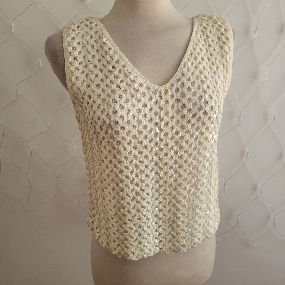 Vintage Shift Top / Iridescent White / Fits Medium - Large